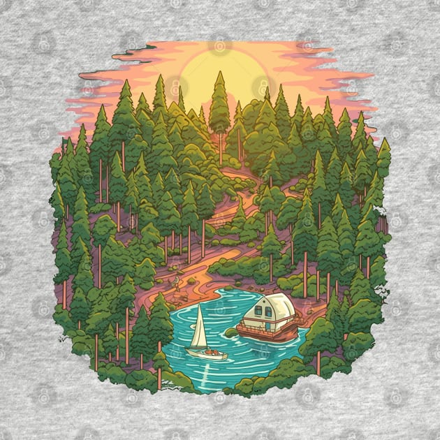 Secluded Cabin in the Woods by Synth Print